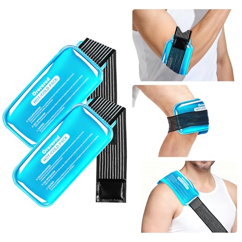 Ice Packs for Injuries Reusable 2-Pack Hot Cold Gel Pack with Strap Medium - color: Blue, size: Medium 10 x 5 Inch