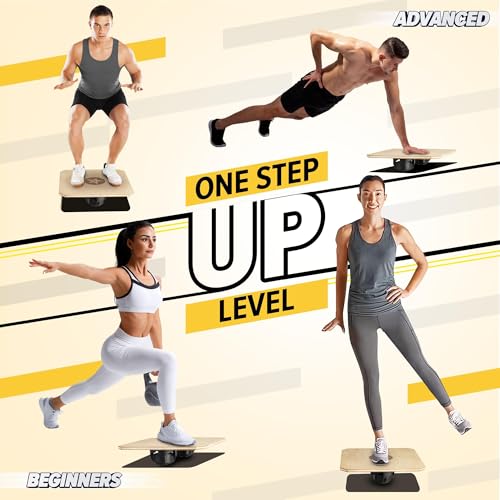 Yes4All Wooden Rocker Balance Board for Balance Training - color: A0. Adjustable Height