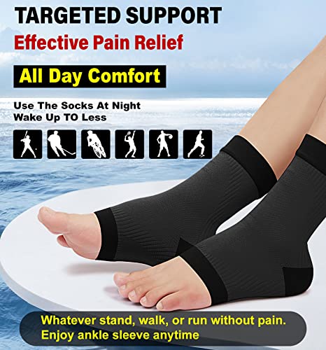 KEKING Ankle Brace Compression Sleeve – Plantar Fasciitis & Achilles - color: Black, size: Large
