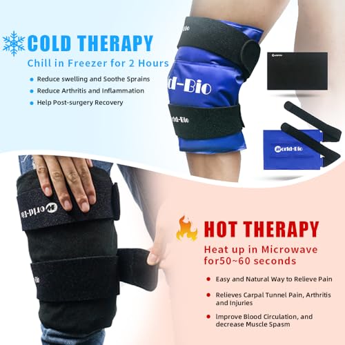 Lagre Knee Ice Packs for Injuries Reusable, Gel Ice Pack for Knee Pain Relief, Sports Injuries, Swelling, Bruises, Hot Cold Gel Pack Compress Therapy for Arthritis, Muscle Aches,Replacement Surgery