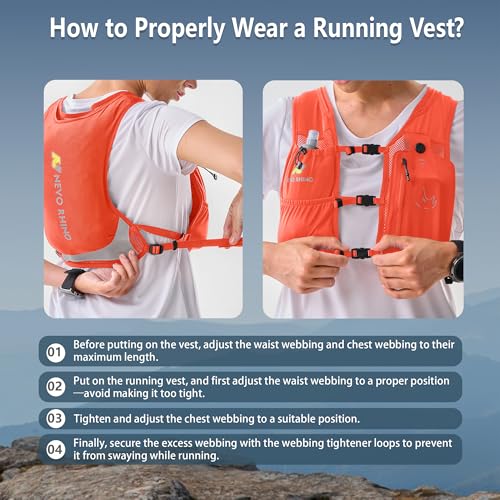 N NEVO RHINO Running Vest with 350ML TPU Soft Flask,Adjustable Chest Straps - color: Orange