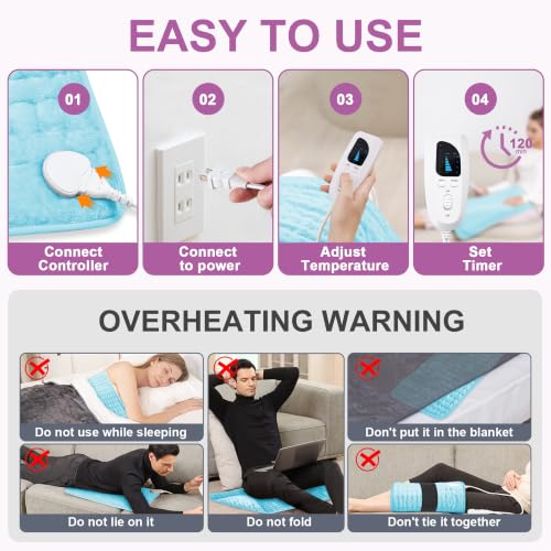 Heating Pad,Electric Heating Pad,Heating Pad for Back (LightBlue, 24"x20") - color: Babyblue, size: 24x20 Inch