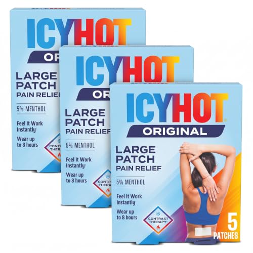 Icy Hot Orginal Large Pain Relief Patches, Powerful Targeted Relief for Back & Large Areas, 5 Count (Pack of 3) - size: 5 Count (Pack of 3)