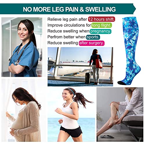 LEVSOX Compression Socks Women and Men, 20-30mmHg, Best for Nurses, Travel, Pregnancy - color: 3 Pairs Tie Dye, size: Small