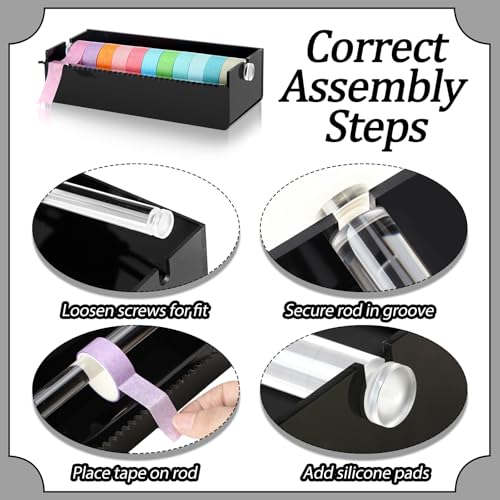Faccito Acrylic Washi Tape Dispenser Desktop Masking Tape Holder 7 in Sticker Roll Cutter Organizer Desktop Cutting Machine for Home Office School (Only Dispenser)