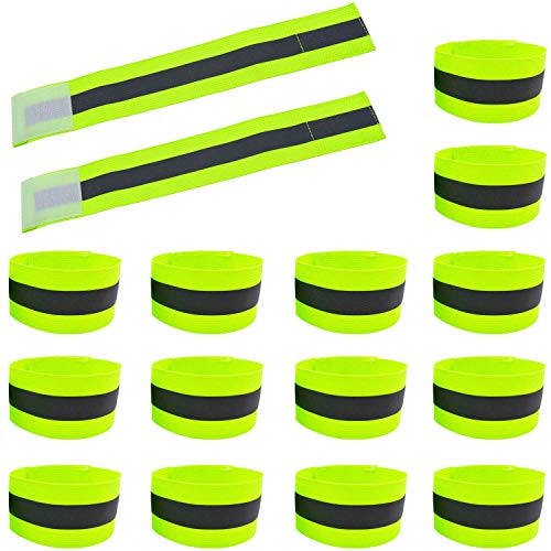 High Visibility Reflective Night Running Walking Elastic Strap Wristbands Ankle Bands Armbands Safety for Cycling Walking Running Camping Sports-Fits Women, Men & Kids - color: 8 Pairs / 16 Bands