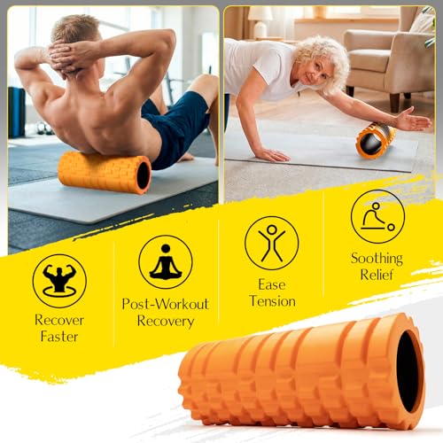 High-Density Foam Roller for Exercise and Recovery, 13 Inches - color: Orange
