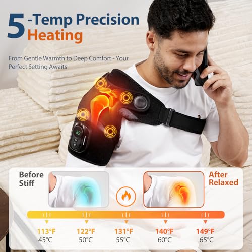 HOMRELEXA Shoulder Heating Pad, Shoulder Massager with Detachable Remote