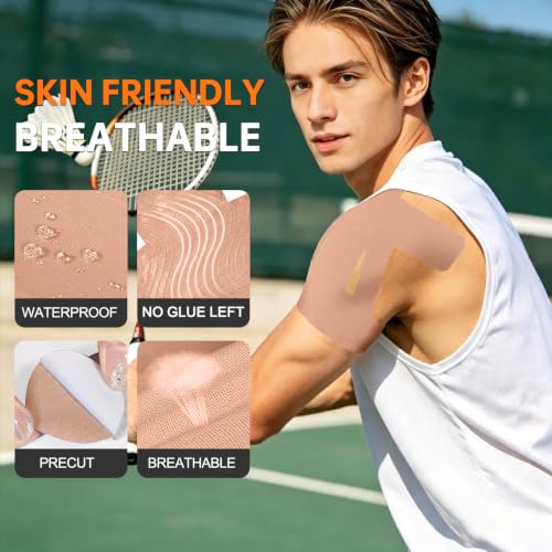 Precut Kinesiology Tape for Shoulder, 10 Pcs, Beige - color: Beige, size: 10 Pcs