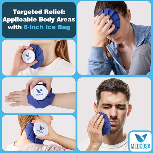 Medcosa 6" (15.2cm) Ice Bag Reusable - Refillable Ice Pack - Watertight Bag to Hold Cubes - Stay Cool & Dry - Comfortable Soft Fabric - Secure Spill Proof Closure - style: Ice Bag - 6 Inches