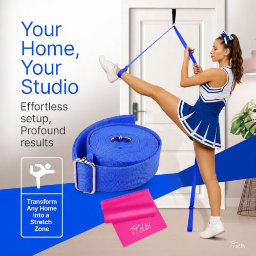 Leg Stretcher Strap with Door Anchor and Resistance Band, Splits Trainer - color: Deep Blue