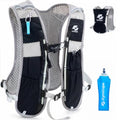GymCope Running Vest for Women and Men, Lightweight Hydration Backpack with 500ml Soft Flask and 1.5 L Hydration Bladder, Running Hydration Vest for Marathon, Hiking, Trail and Road Running - color: Black Grey with 500ml