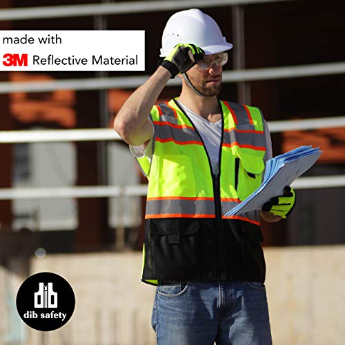 Dib Safety Reflective Safety Vest Made with 3M Tape, Yellow and Black M - color: Yellow & Black, size: Medium