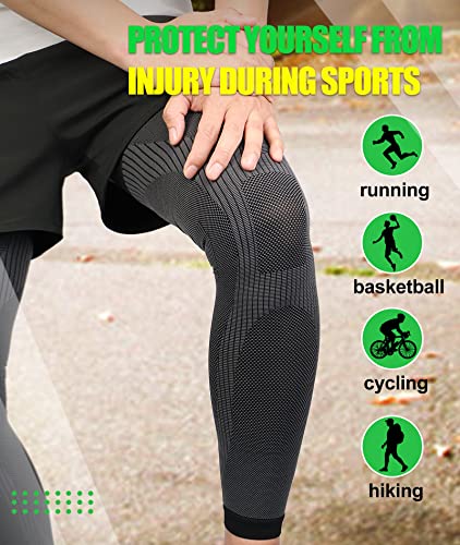KEKING Full Leg Compression Sleeves, 20-30mmHg Graduated, Unisex, Running - color: Black, size: Medium