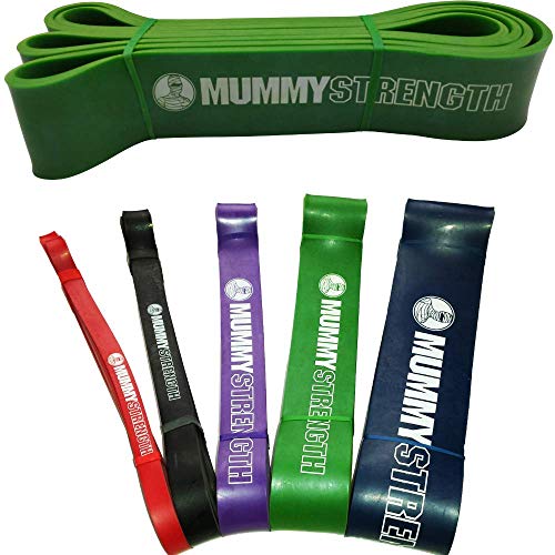 MummyStrength Resistance Bands for Men and Women. The Best Stretch Band for Pull Up Exercise and Powerlifting. Works with Any Pull Up Bar or Station. Single Band. Workout Guide Included