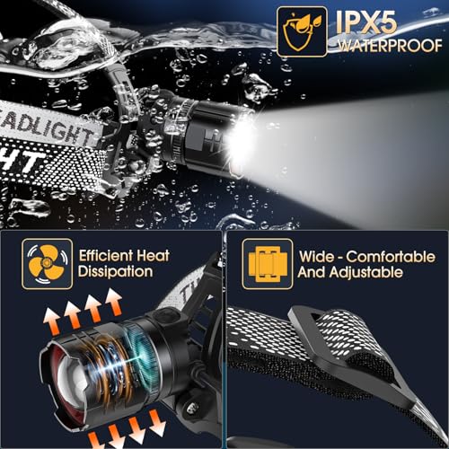 ATDOALL LED Headlamp Rechargeable, Super Bright Head Lamps 4-Pack Headlight - color: 4 Pack
