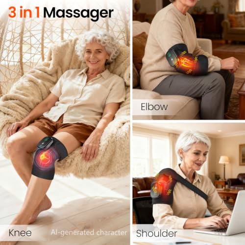 Heated Knee Massager Vibration Cordless Knee Brace Knee Heating Pad