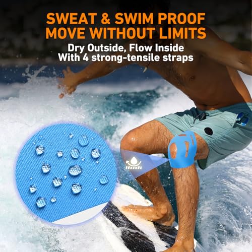 KTQUICK Precut Kinesiology Tape for Knees,24 PCS,20% Stronger Adhesive Blue - color: Blue, size: 24PCS
