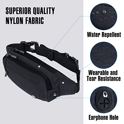 WATERFLY Small Fanny Pack Crossbody Lightweight Waist Bag for Woman Man - color: Black