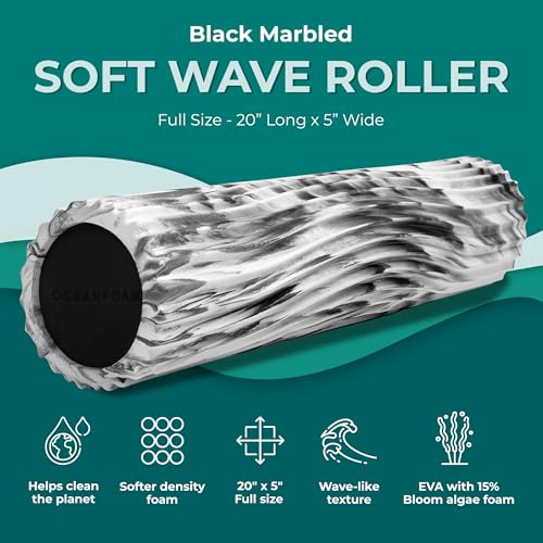 Oceanfoam Soft Tidal Roller - Soft Density Foam Roller (Black Marbled)