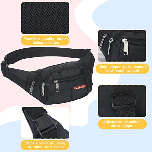 3 Pcs Fanny Packs Crossbody Waist Bags for Women Men Crossbody Waterproof Fanny Pack Belt Bag for Travel Walking Running Hiking Cycling Outdoor Easy Carry Any Phone, Wallet (Black, Blue, Pink) - color: Black, Blue, Pink