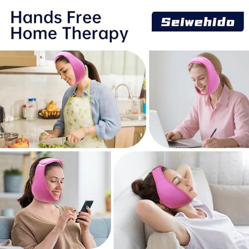 Wisdom Teeth Ice Pack Head Wrap Jaw Face Ice Pack with 4 Gel Packs - color: Hot Pink-4 Gel Pack