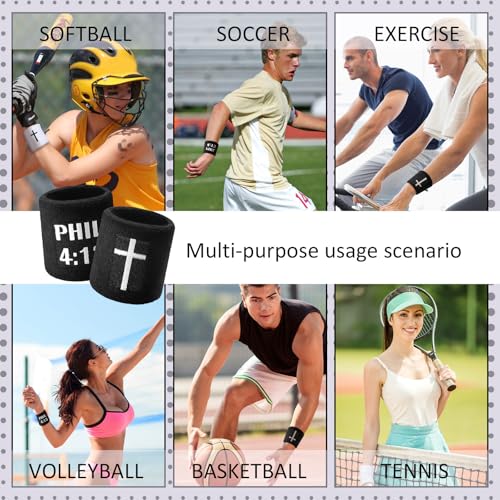 Misdary 6 Pair Cross Wristband Baseball Drip Football Accessory - color: Black
