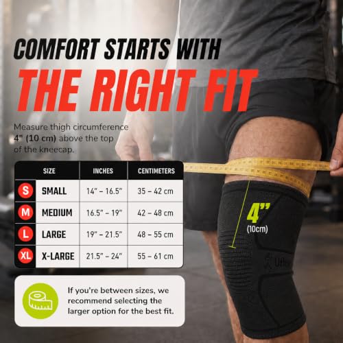 UFlex Athletics Knee Brace Sleeve Men & Women - color: Black