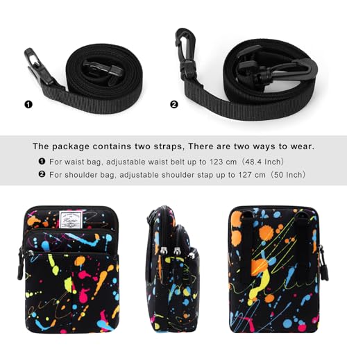KAMO Multifunction Phone Waist Bag - Diagonal Crossbody Purse for Women & Men - color: Black-Graffiti