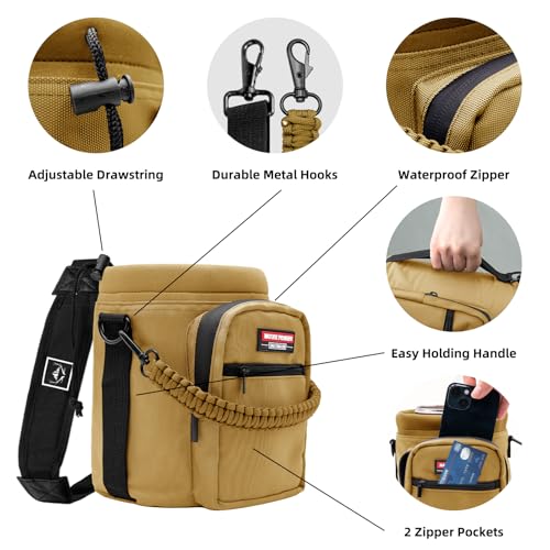 NATURE PIONEOR 26-128 oz Insulated Water Bottle Carrier Holder with Strap - color: Brown, size: Half Gallon YETl