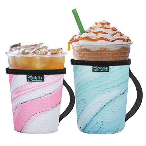 Reusable Insulated Neoprene Iced Coffee Sleeve, Hot & Cold Drink Cooler Cover for 16-32oz Cups, Compatible with Starbucks/Dunkin/McDonalds, Durable Beverage Holder for Cold Soda, Multi-Pattern Options - color: Pattern4