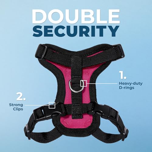 Voyager Escape-Proof Step-in Harness & Leash - Fuchsia/Black Trim, XXXS - color: Fuchsia/Black Trim, size: XXXS (Chest: 10.5 - 13")