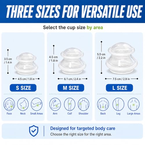 ELERA Silicone Cupping Set for Massage, 3 Cups (L M S) - style: 3 Cups (L M S size)