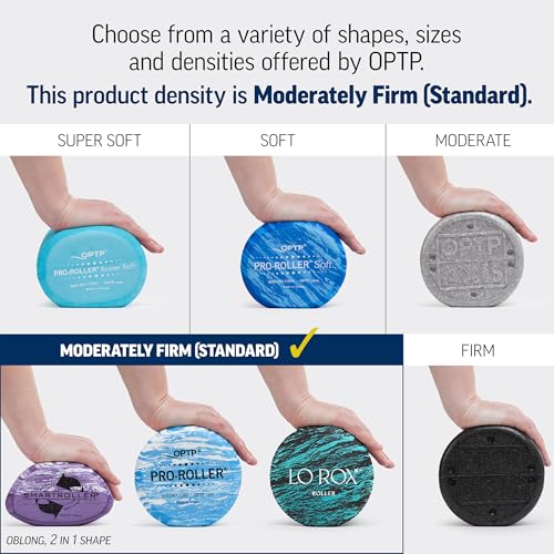 OPTP Lo Rox Travel-Size Foam Roller – Moderately Firm, Round, 12" x 4"