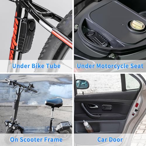 WSDCAM 113dB Loud Anti Theft Vibration Sensor Alarm Systems for Electric Bike Motorcycle Golf Car Trailer Mailbox Garage Door Waterproof Home Security Bike Accessories Bike Alarm with Remote - size: Alkaline Battery