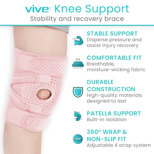 Vive Knee Brace for Meniscus Tear - ACL & Patella Support Knee Brace - color: Pink