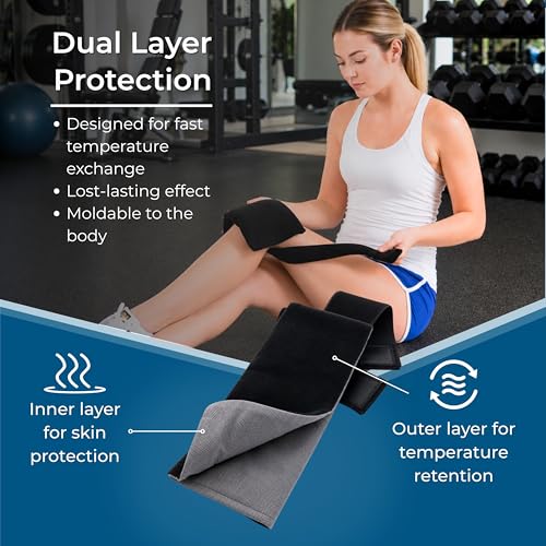 Cryopak Cold and Hot Therapy Wrap, Black, Latex-Free, Non-Toxic, for Back, Abdomen, Hip, Sports Injury Prevention, Recovery (Medium). kit Includes Flexible Gel Compress, Sleeve and Strap. - size: Medium