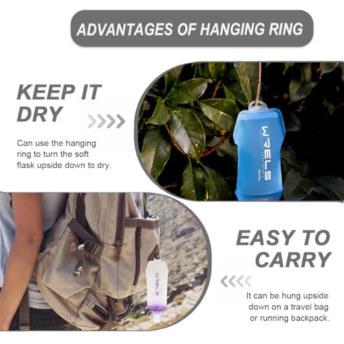 WRELS 200ml/350ml/500ml Collapsible Soft Flask,BPA Free Folding Soft Water Bottle with Hanging Ring,Lightweight TPU Hydration Flask for Running Marathon Cycling Hiking - color: Grey-500ml*2