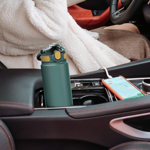 Fjbottle Insulated Water Bottle with Handle 24 oz Straw Flip Top Lid - color: 03 Peacock Green, size: 24 Ounces