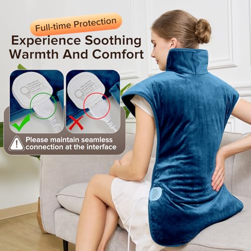 Mothers Day Gifts & Birthday Gifts for Mom Wife Men, Portable Heating Pad – Heated Weighted Blanket for Neck, Shoulders & Back – Extra Large 25"x37" Full Back Heating Pad – Auto Shut-Off - color: Blue