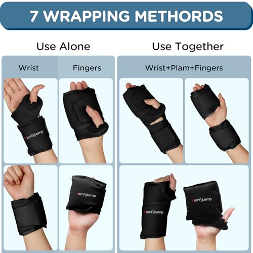 Comfytemp Wrist Ice Pack Wrap for Carpal Tunnel Relief, 2 Packs, Black - color: Black, size: 20"x4"