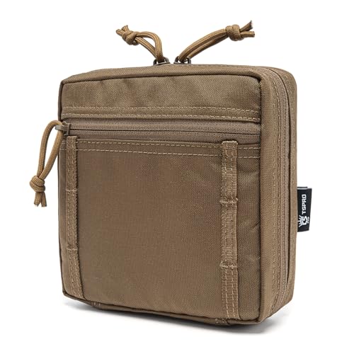 TSPRO MOLLE Utility Pouch, Tactical Admin Pouch, Belt Gear Organizer - color: Khaki