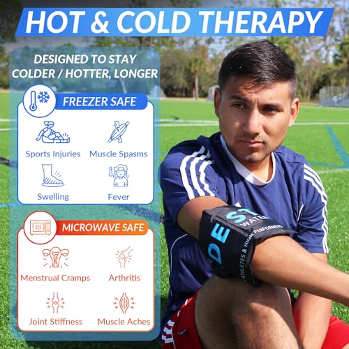Coldest Gel Ice Pack Flexible Compress with Straps Provides Alleviate Joint and Muscle Pain Flexible Therapy Injuries - Shoulder, Back, Knee, Neck, Ankle Hip Elbow Foot & More (Large)