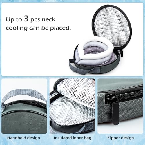 2 Pack Neck Cooling Tube with Insulated Cooling Bag, Reusable PCM Ice Ring - color: Black*2