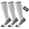 FULLSOFT Medical Graduated 30-40mmHg Compression Socks for Women&Men Circulation Knee High Socks Hiking Running Stockings - color: 00-3 Pack-white, size: Large-X-Large