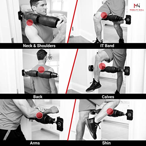 Mobility Wall- Stand Up Door Mounted Smooth Foam Roller for Soft Tissue Massage & Muscle Recovery for Exercise, Includes 1 Trigger Point Attachments - style: Standard