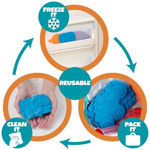 Kids Hard Ice Packs 3 Pack, Slim Reusable Freezer Packs for Lunch Boxes - color: Monster Truck Blue