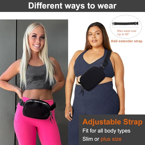 Mini Belt Bag for Women, RFID Small Fanny Pack, Womens Fashion Waist Packs with Extender Strap, Crossbody Bum Bags - color: J03-brown