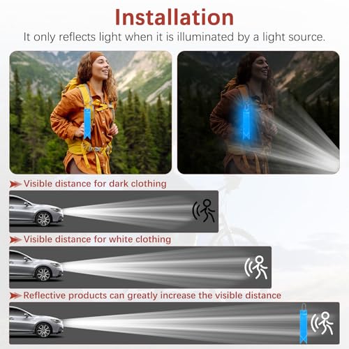 Safety Reflector Pendants - Reflective Safety Keychain Gear with Chain Use for Backpack & Running & Cycling - color: Lake Blue