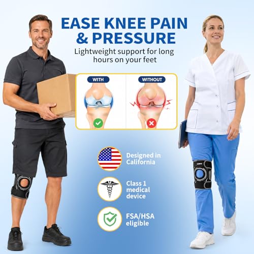 CAMBIVO Knee Brace with Stabilizers, Gel Pad & Open Patella for Men & Women - color: Black, size: Large
